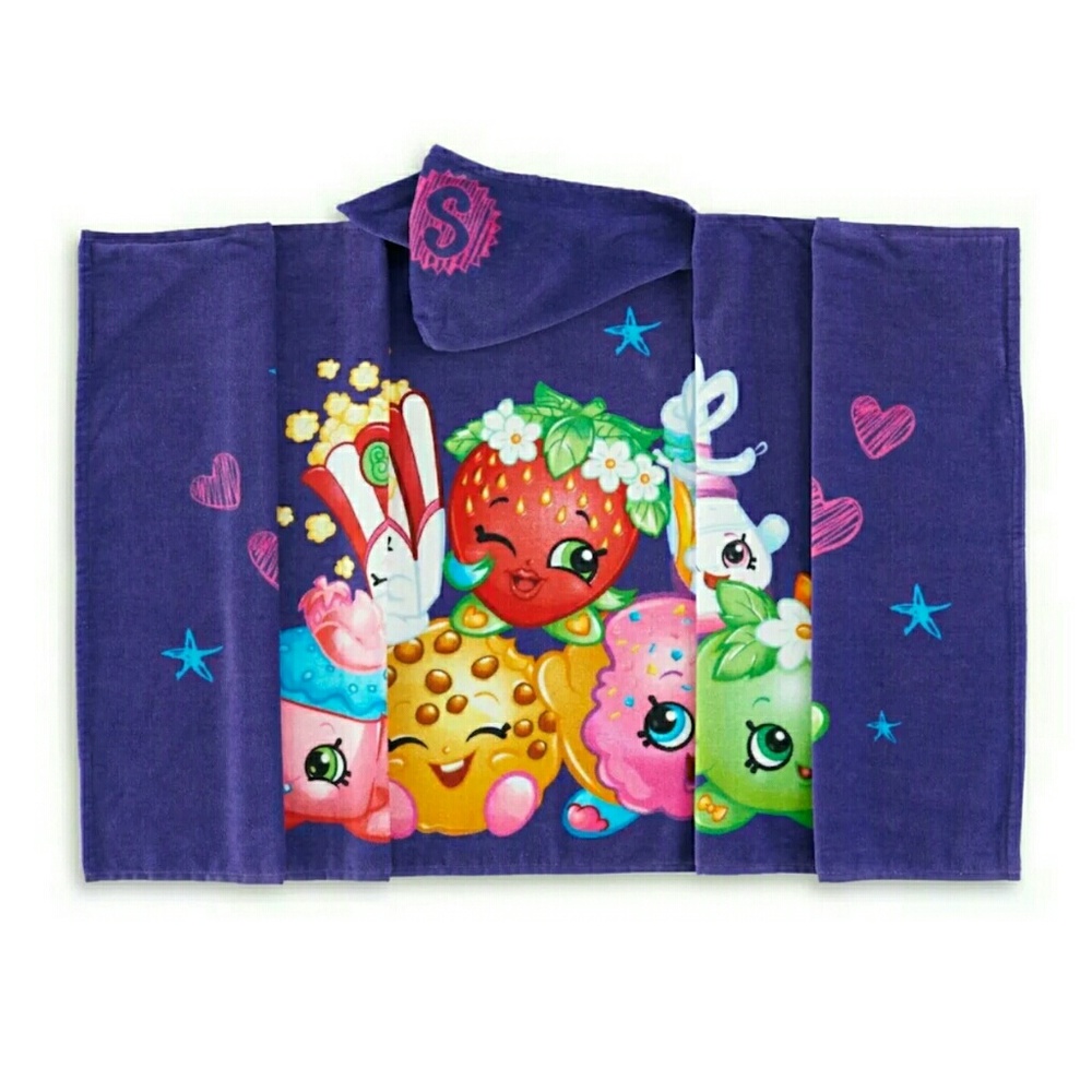 🌟B2G1 NWT Shopkins Kids Hooded Towel Purple